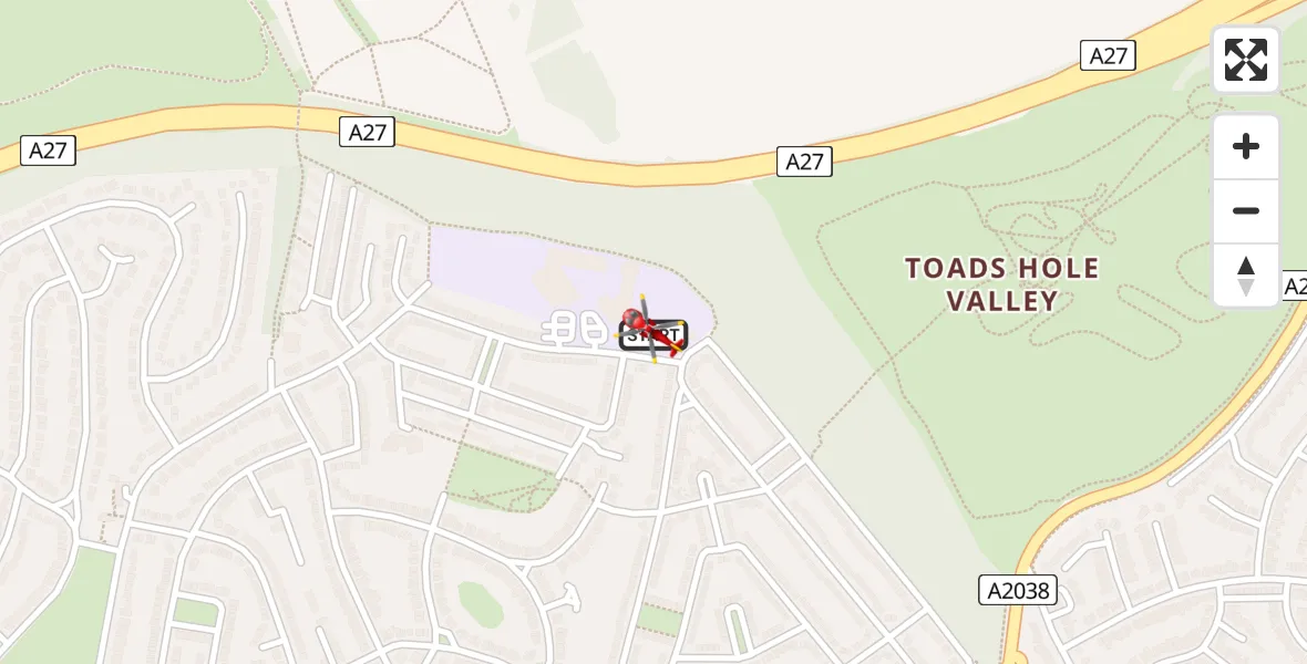 Flight route Air Ambulance Helicopter Portslade by Sea - Portslade by Sea, 20 July 2026, 08:27