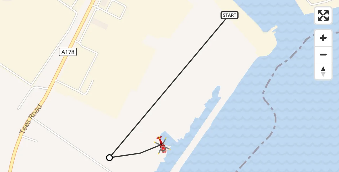 Flight route Air Ambulance Helicopter Hartlepool - Hartlepool, 20 July 2026, 10:46