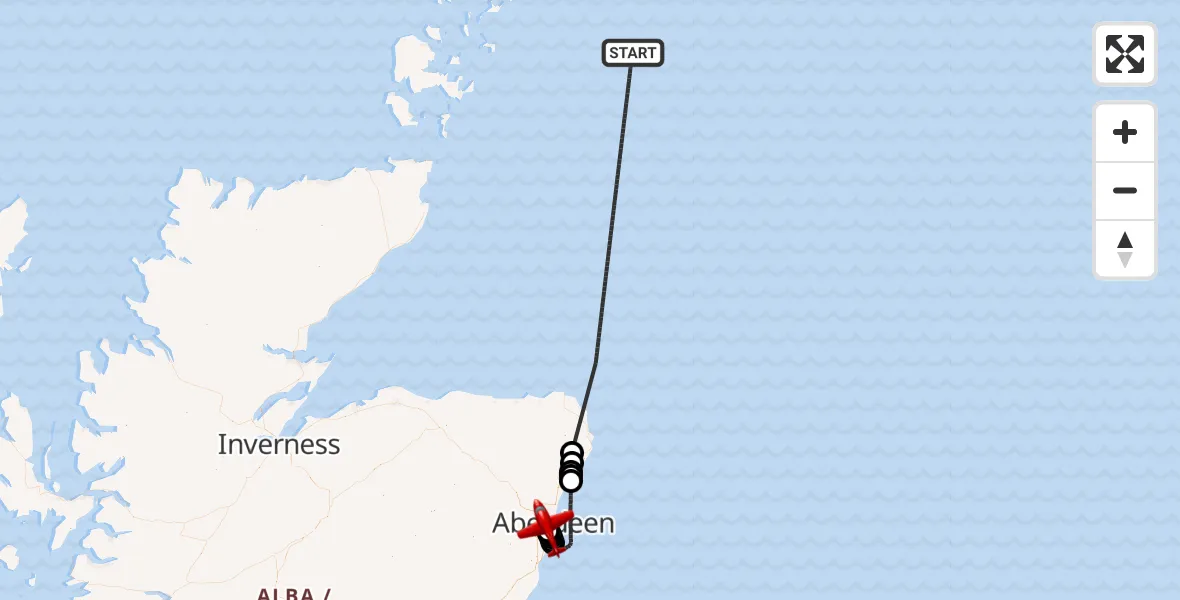 Flight route Air Ambulance Aircraft North Sea - Kaimhill, 20 July 2026, 11:42