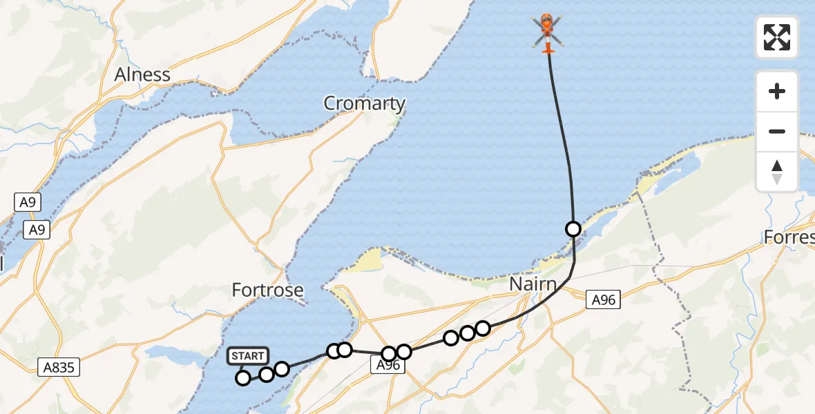 Flight route Coastguard Helicopter Avoch - North Sea, 20 July 2026, 13:04