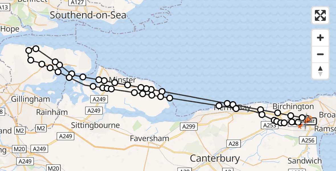 Flight route Coastguard Helicopter Manston Airport - Manston Airport, 20 July 2026, 13:17
