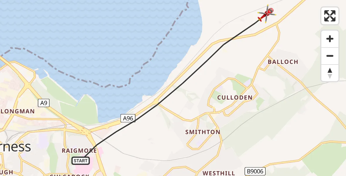 Flight route Air Ambulance Helicopter Inverness - Inverness, 20 July 2026, 13:26