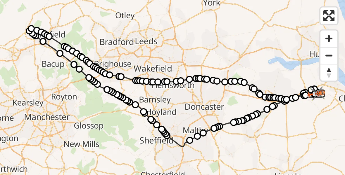 Flight route Coastguard Helicopter Humberside Airport - Humberside Airport, 20 July 2026, 14:04