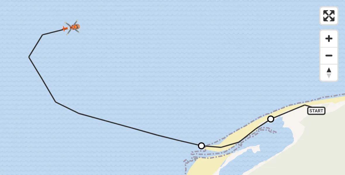 Flight route Coastguard Helicopter Buckie Loch - North Sea, 20 July 2026, 14:07
