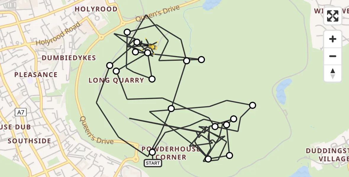 Flight route Police Helicopter Willowbrae - Holyrood Palace temp landing site, 20 July 2026, 14:15