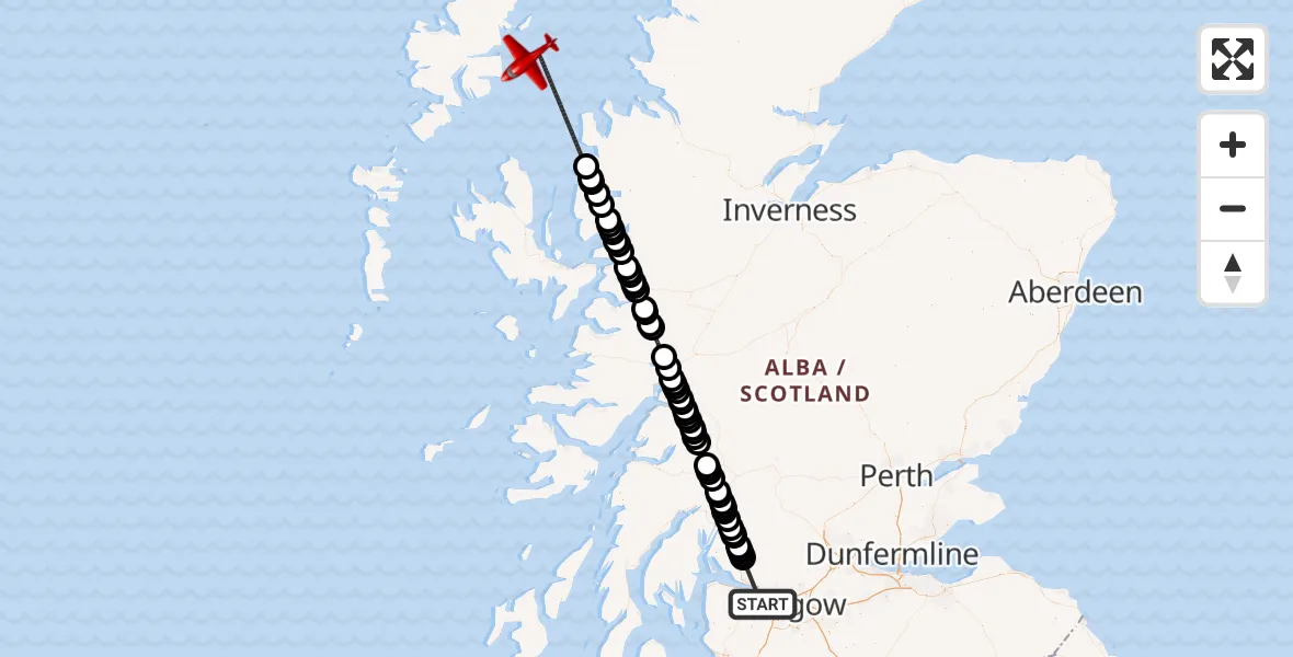 Flight route Air Ambulance Aircraft Glasgow Airport - Inner Seas, 20 July 2026, 15:34