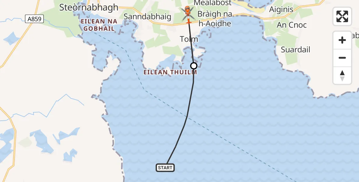 Flight route Coastguard Helicopter Inner Seas - Stornoway Airport, 20 July 2026, 15:57