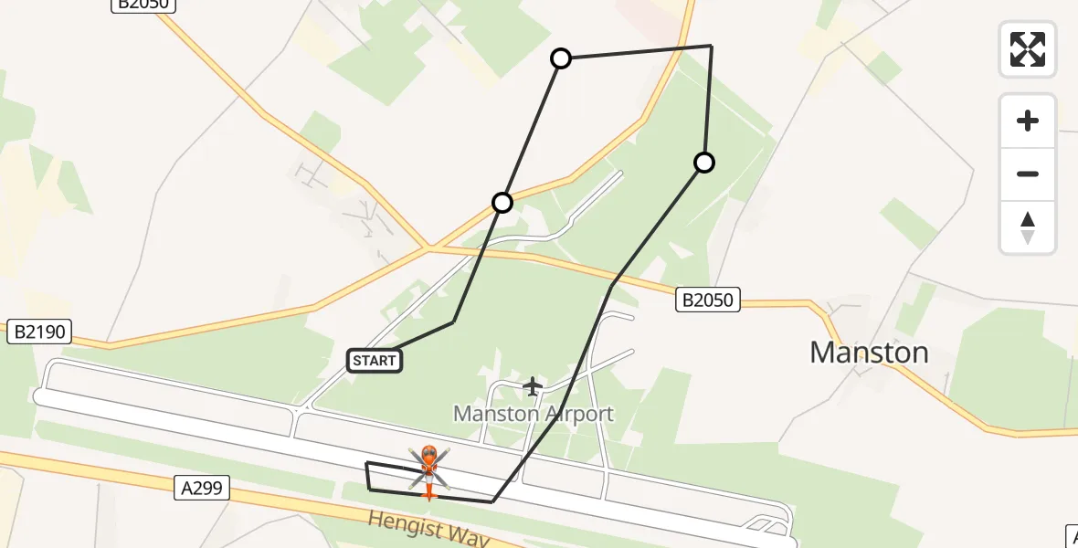 Flight route Coastguard Helicopter Manston Airport - Manston Airport, 20 July 2026, 16:00