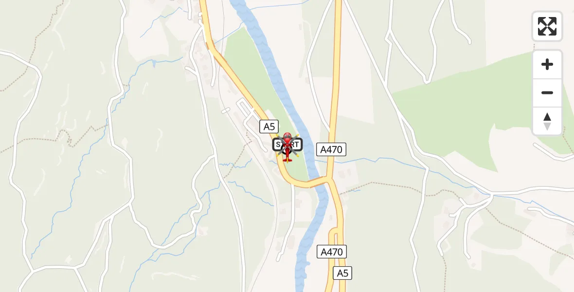 Flight route Air Ambulance Helicopter Waterloo Hotel Helistrip - Betws-y-coed, 20 July 2026, 16:14