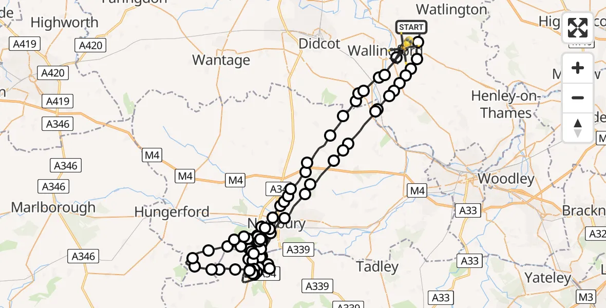 Flight route Police Helicopter Ewelme - Crowmarsh Gifford, 20 July 2026, 19:36