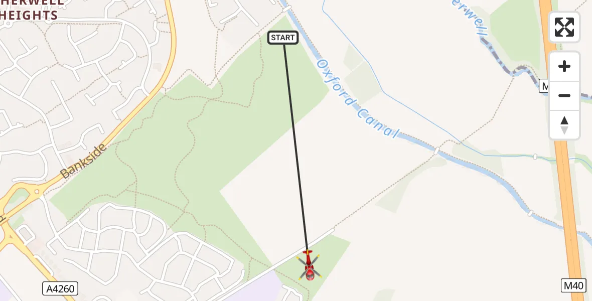 Flight route Air Ambulance Helicopter Banbury - Banbury, 20 July 2026, 21:06