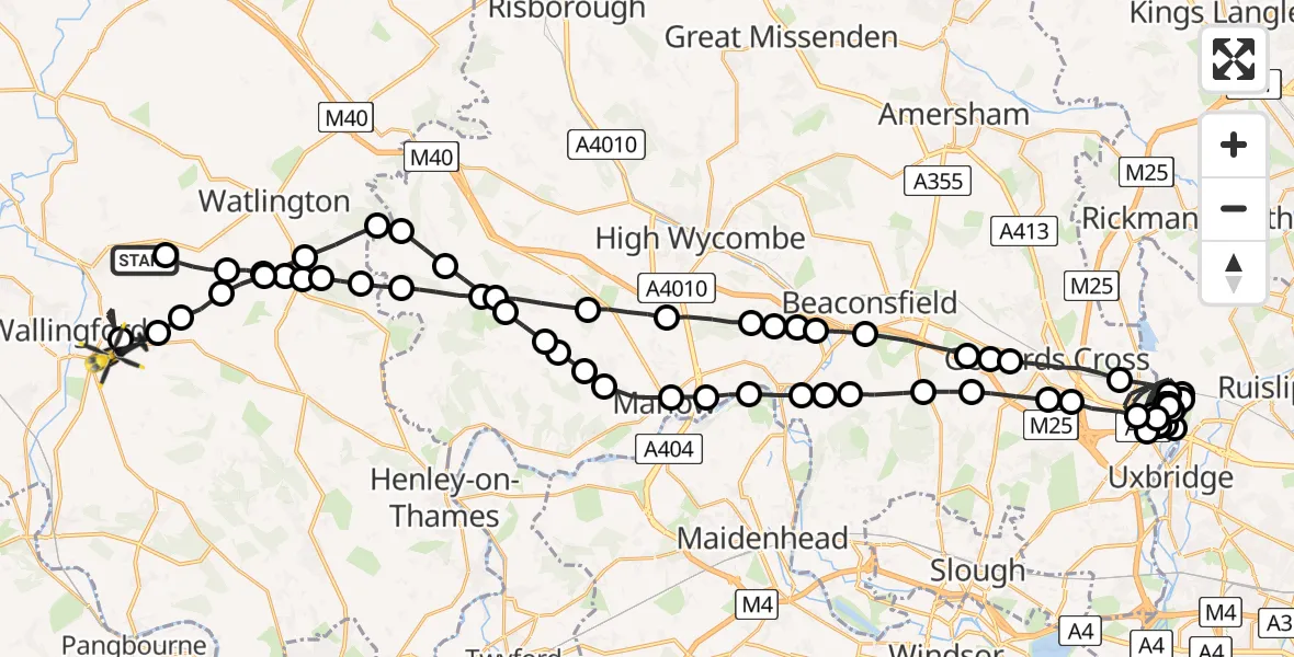 Flight route Police Helicopter RAF Benson - South Oxfordshire, 20 July 2026, 21:57