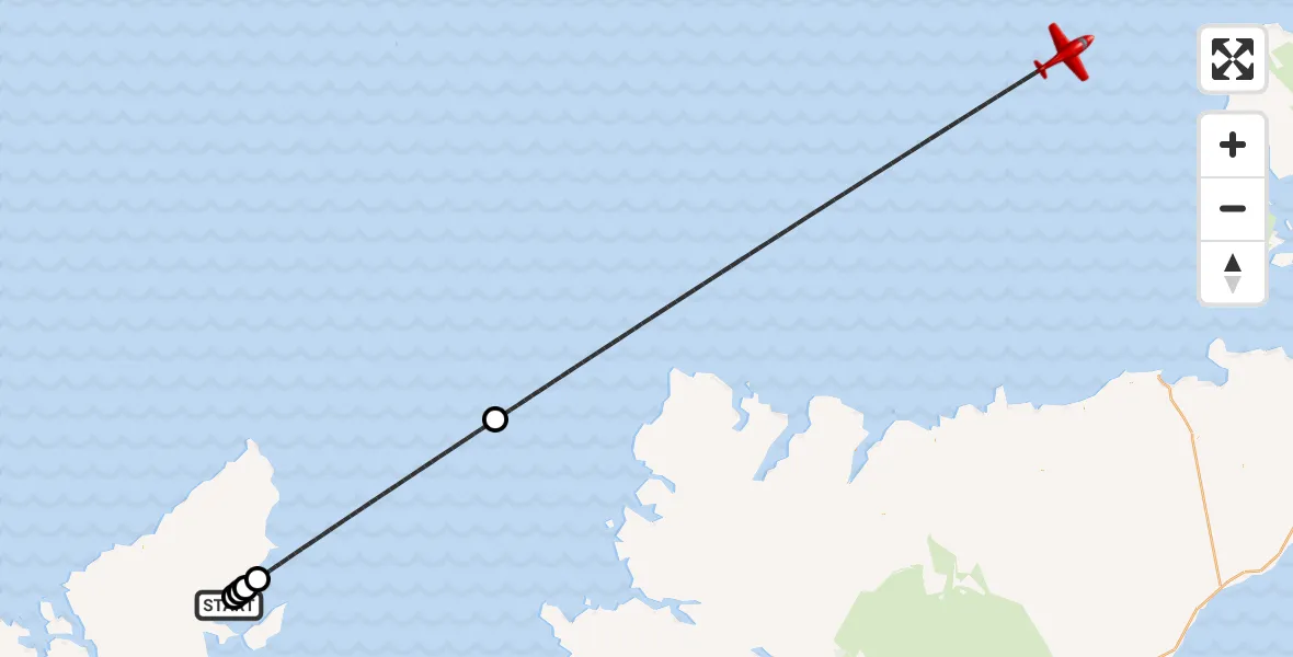 Flight route Air Ambulance Aircraft Col Uarach - North Atlantic Ocean, 20 July 2026, 22:49