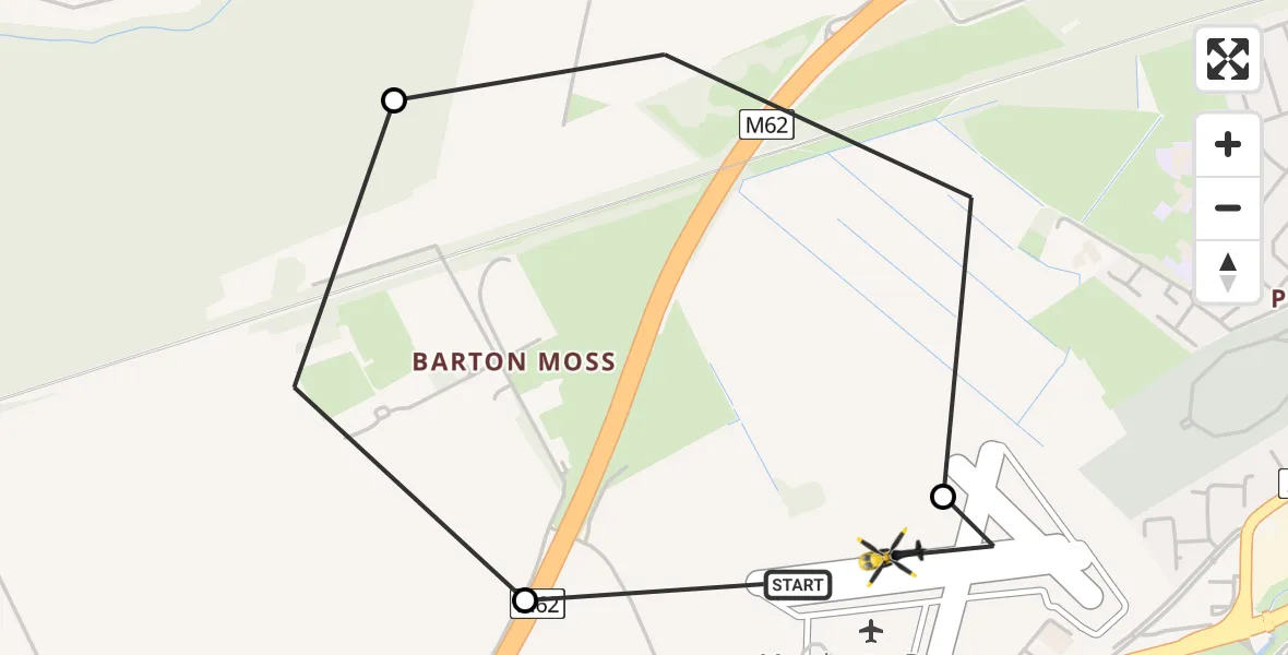 Flight route Police Helicopter Manchester Barton Aerodrome - Manchester Barton Aerodrome, 20 July 2026, 23:35