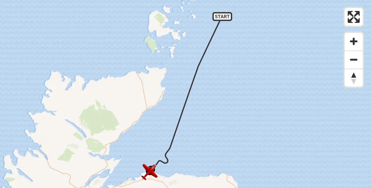 Flight route Air Ambulance Aircraft North Sea - RAF Lossiemouth, 21 July 2026, 00:40