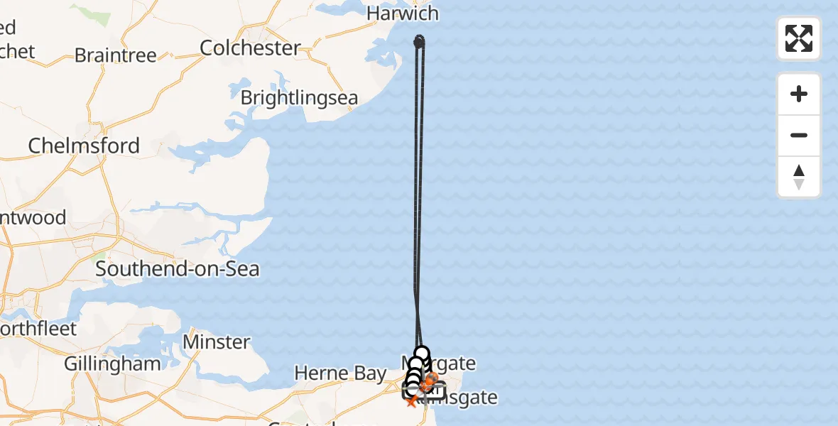 Flight route Coastguard Helicopter Manston Airport - Manston Airport, 21 July 2026, 07:50