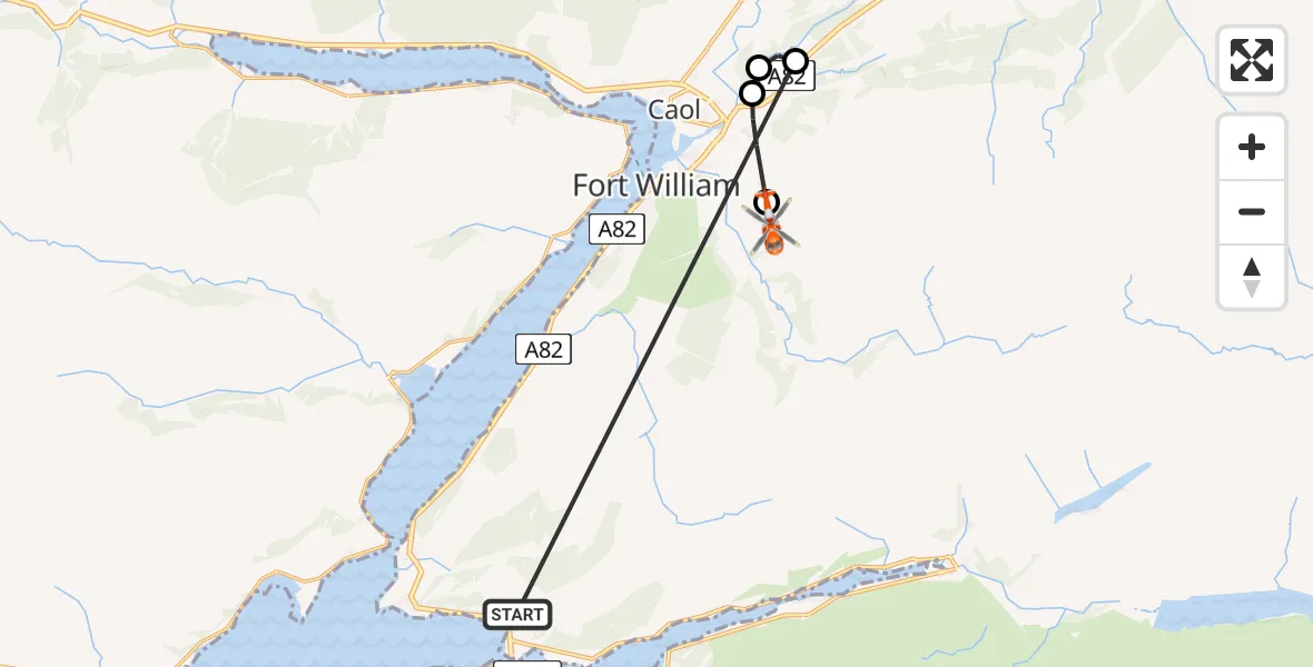 Flight route Coastguard Helicopter North Ballachulish - Glen Nevis, 21 July 2026, 09:27