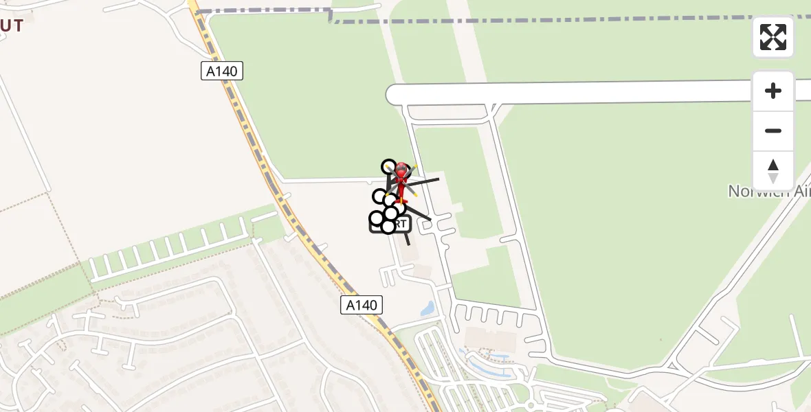 Flight route Air Ambulance Helicopter Norwich Airport - Norwich Airport, 21 July 2026, 09:35