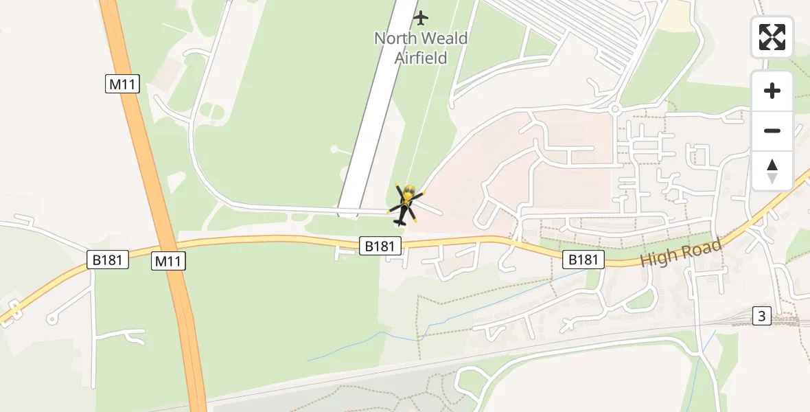 Flight route Police Helicopter North Weald Airfield - North Weald Airfield, 21 July 2026, 11:07