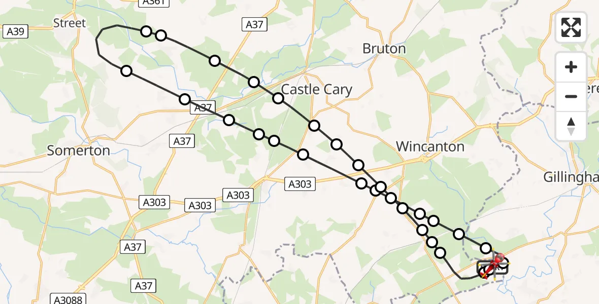 Flight route Air Ambulance Helicopter Henstridge Airfield - Henstridge Airfield, 21 July 2026, 11:28