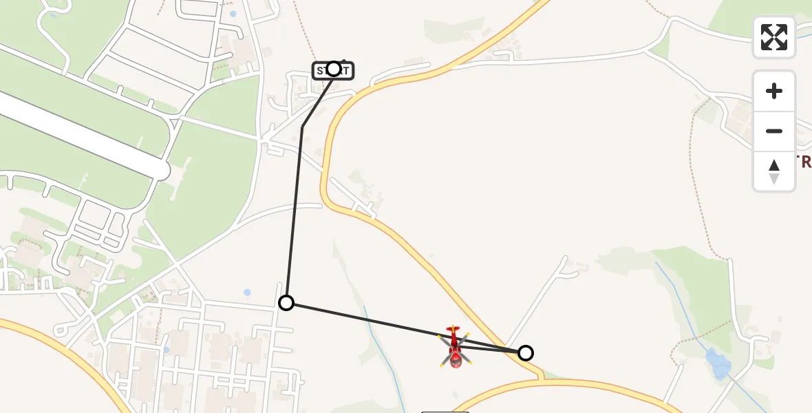 Flight route Air Ambulance Helicopter RNAS Culdrose - Garras, 21 July 2026, 12:08