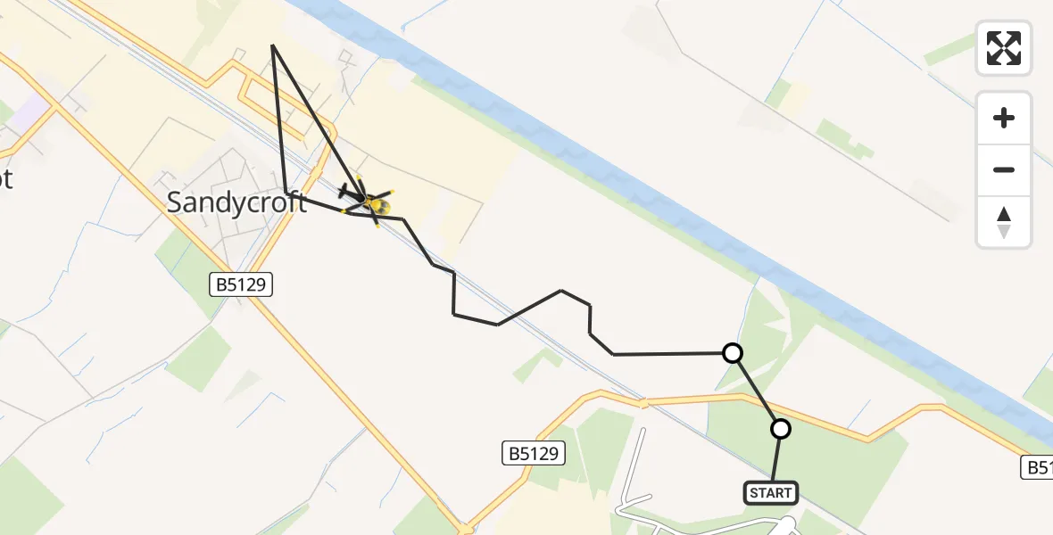 Flight route Police Helicopter Hawarden Airport - Sandycroft, 21 July 2026, 13:25