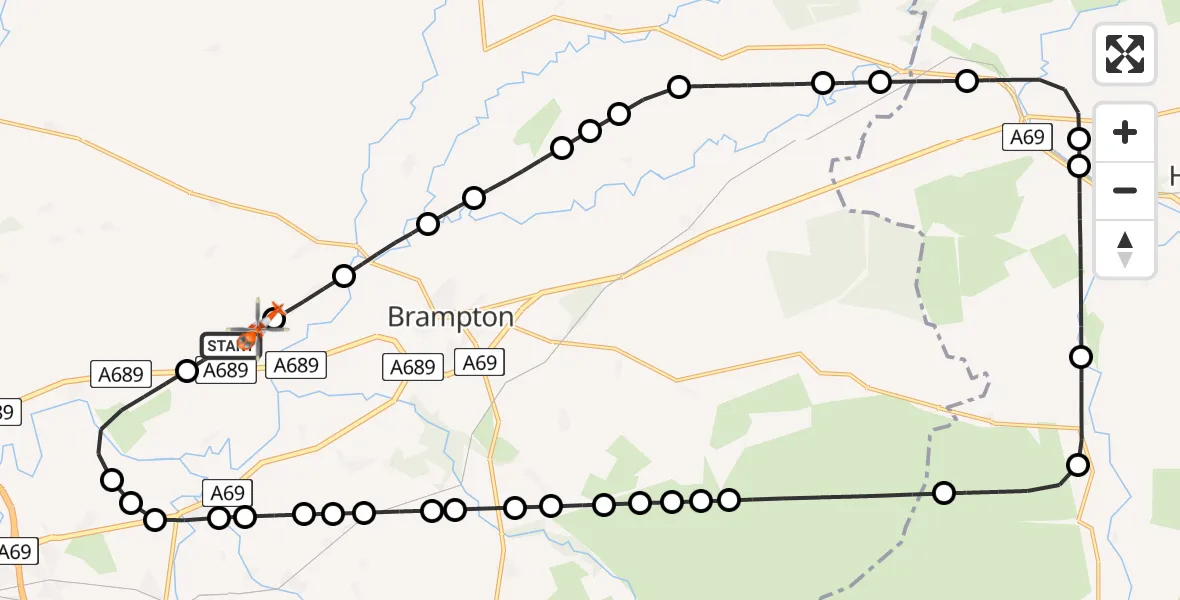 Flight route Coastguard Helicopter Carlisle Lake District Airport - Carlisle Lake District Airport, 21 July 2026, 13:29
