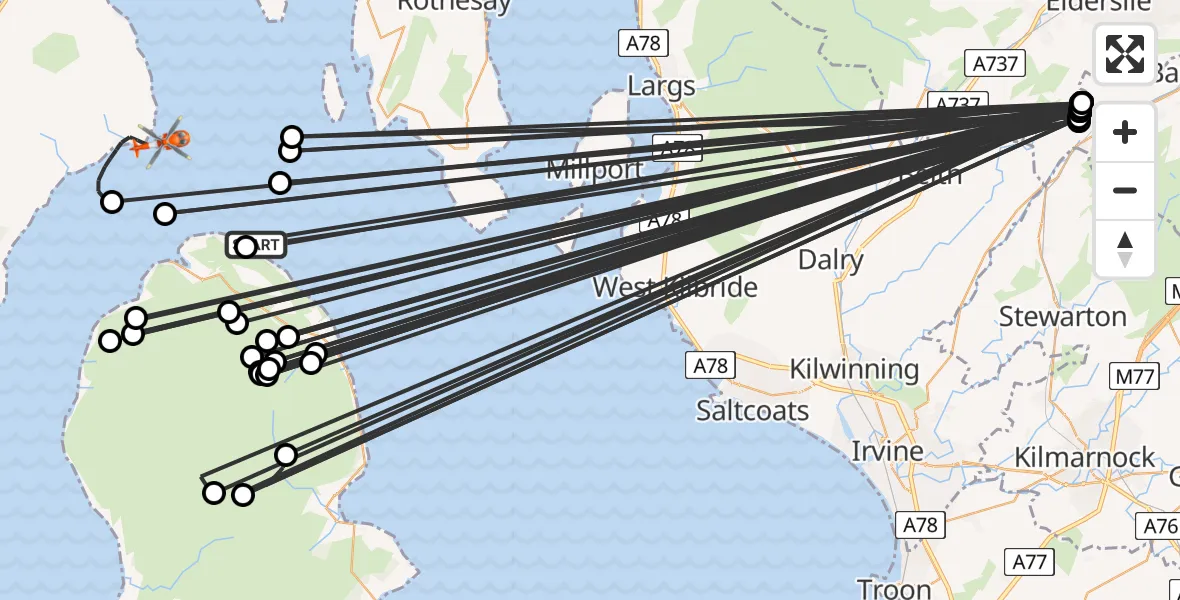 Flight route Coastguard Helicopter Inner Seas - Inner Seas, 21 July 2026, 13:50