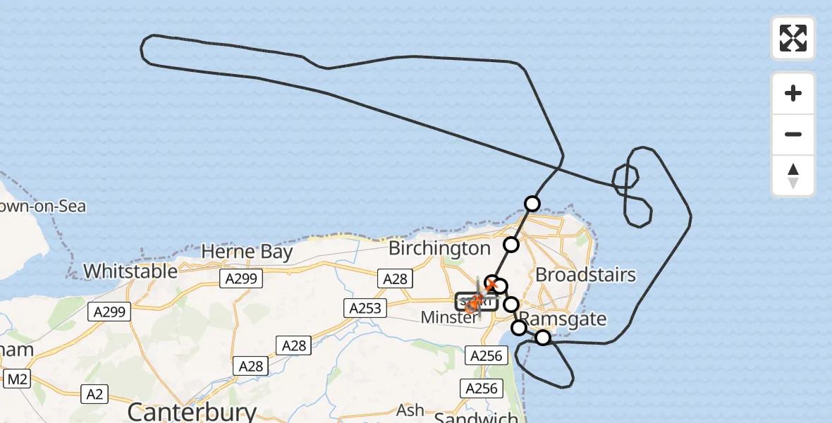 Flight route Coastguard Helicopter Manston Airport - Manston Airport, 21 July 2026, 14:05