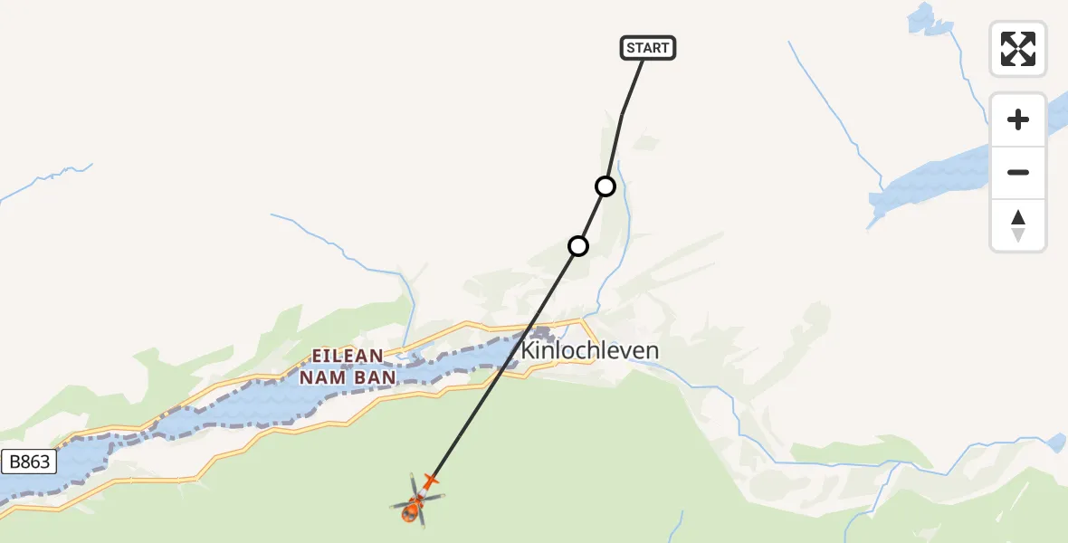 Flight route Coastguard Helicopter Coire na Ba - Coire Sgoilte, 21 July 2026, 14:49