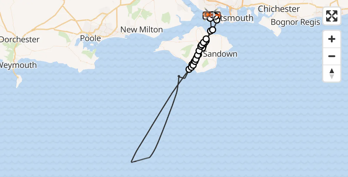 Flight route Coastguard Helicopter Solent Airport - Solent Airport, 21 July 2026, 15:03