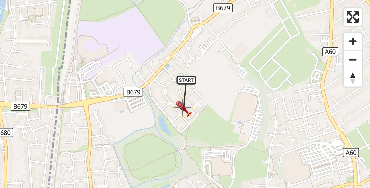 Flight route Air Ambulance Helicopter West Bridgford - West Bridgford, 21 July 2026, 15:25