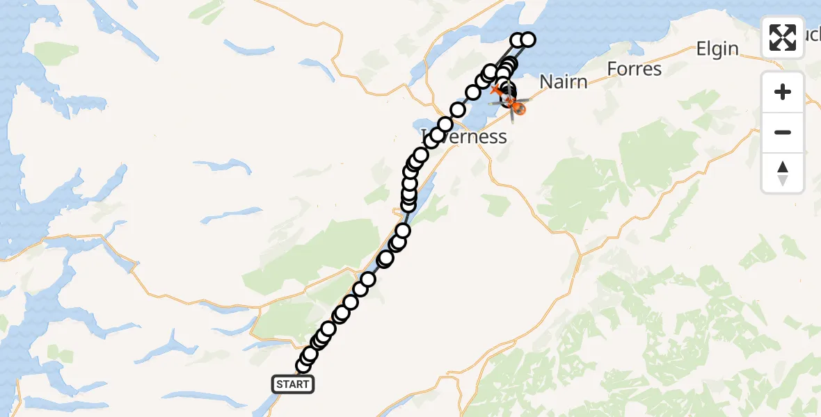 Flight route Coastguard Helicopter Highland - Ardersier, 21 July 2026, 16:00