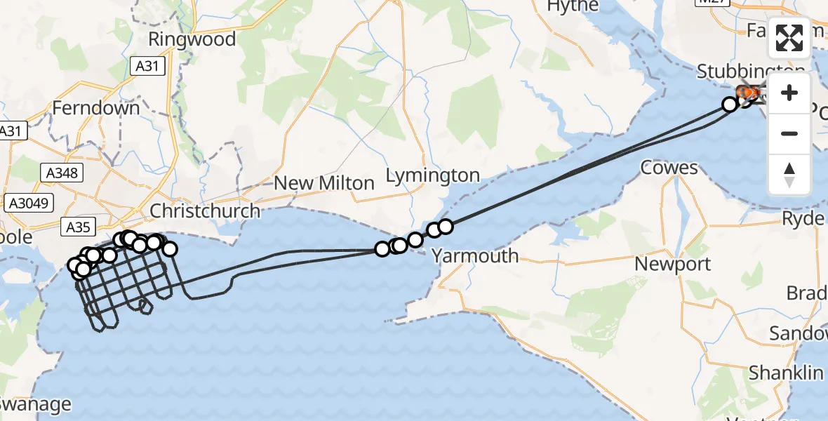 Flight route Coastguard Helicopter Solent Airport - Solent Airport, 21 July 2026, 16:58