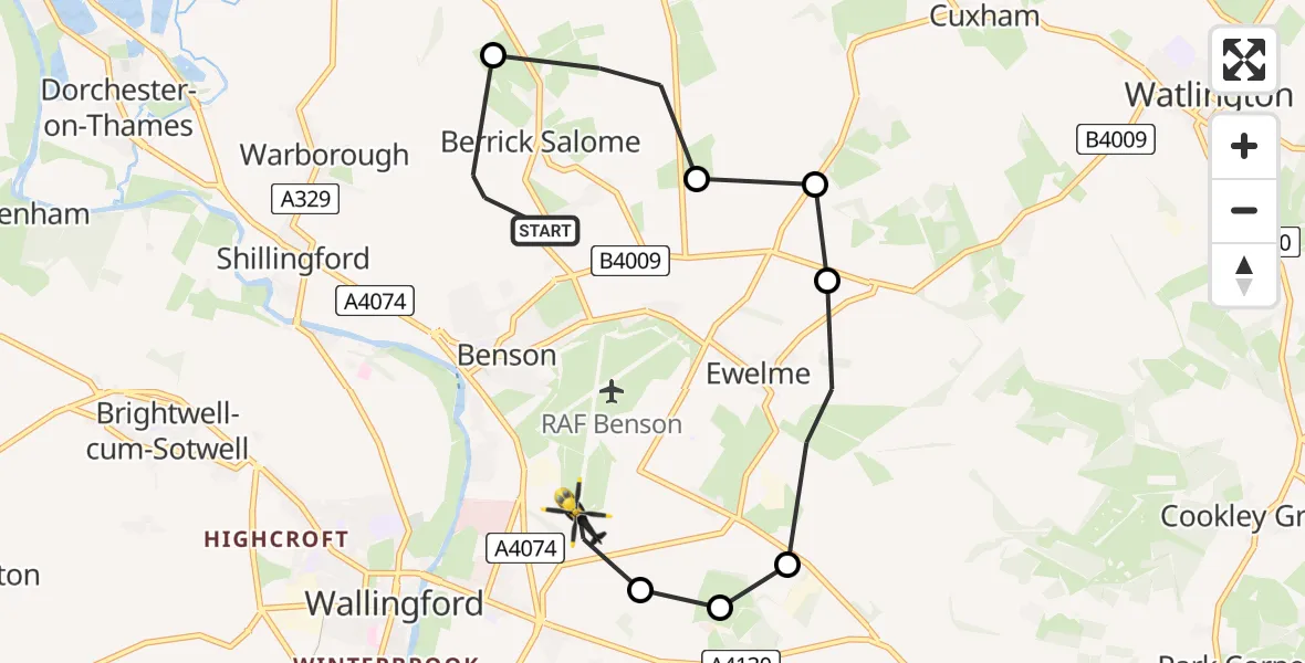 Flight route Police Helicopter Berrick Salome - RAF Benson, 21 July 2026, 17:01