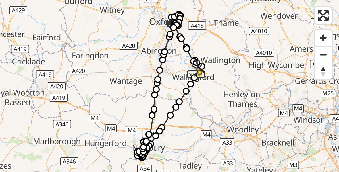 Flight route Police Helicopter Crowmarsh Gifford - Benson, 21 July 2026, 18:53