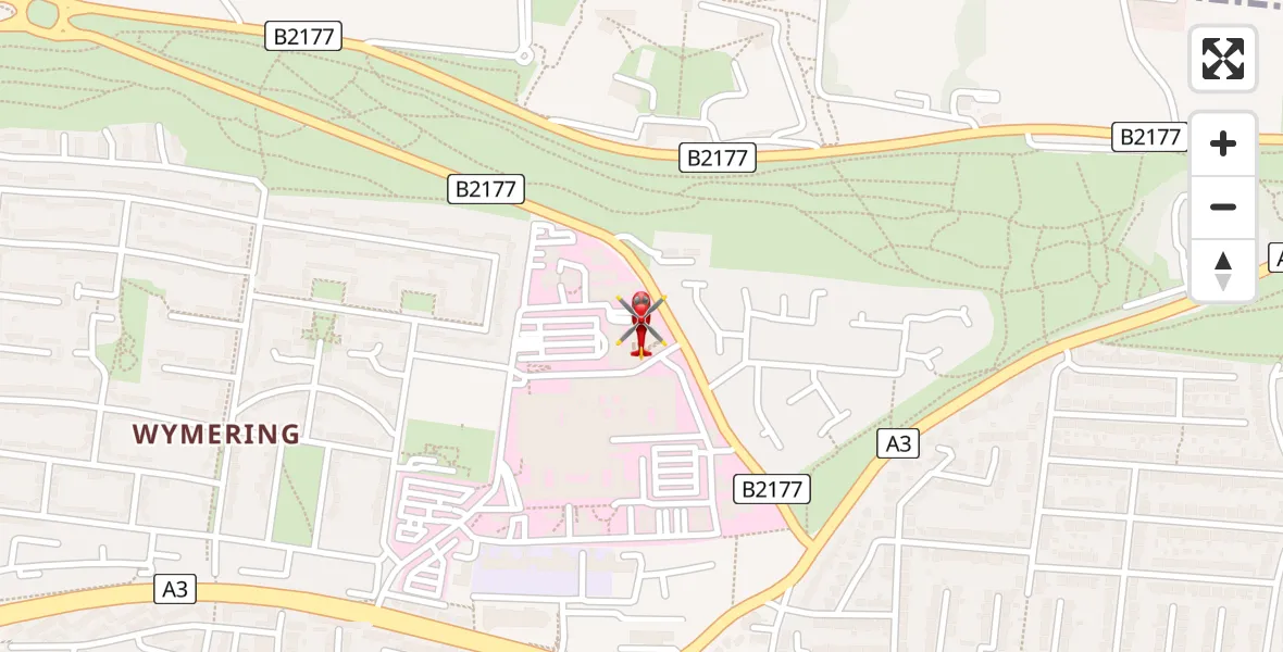 Flight route Air Ambulance Helicopter Queen Alexandra Hospital - Queen Alexandra Hospital, 21 July 2026, 18:55