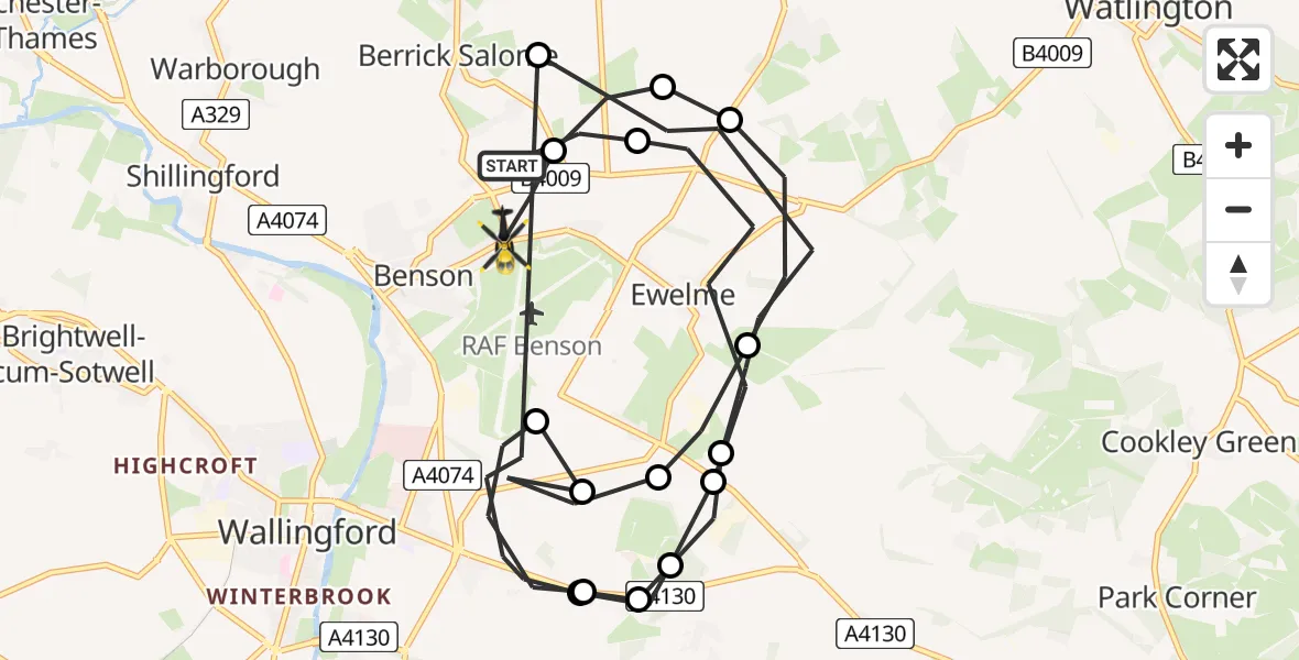 Flight route Police Helicopter Benson - Benson, 21 July 2026, 21:12
