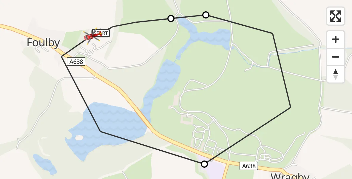 Flight route Air Ambulance Helicopter YAA Nostell Helicopter Port - YAA Nostell Helicopter Port, 21 July 2026, 21:18