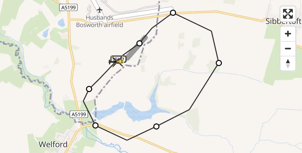 Flight route Police Helicopter Sulby Airstrip - Harborough, 21 July 2026, 22:50