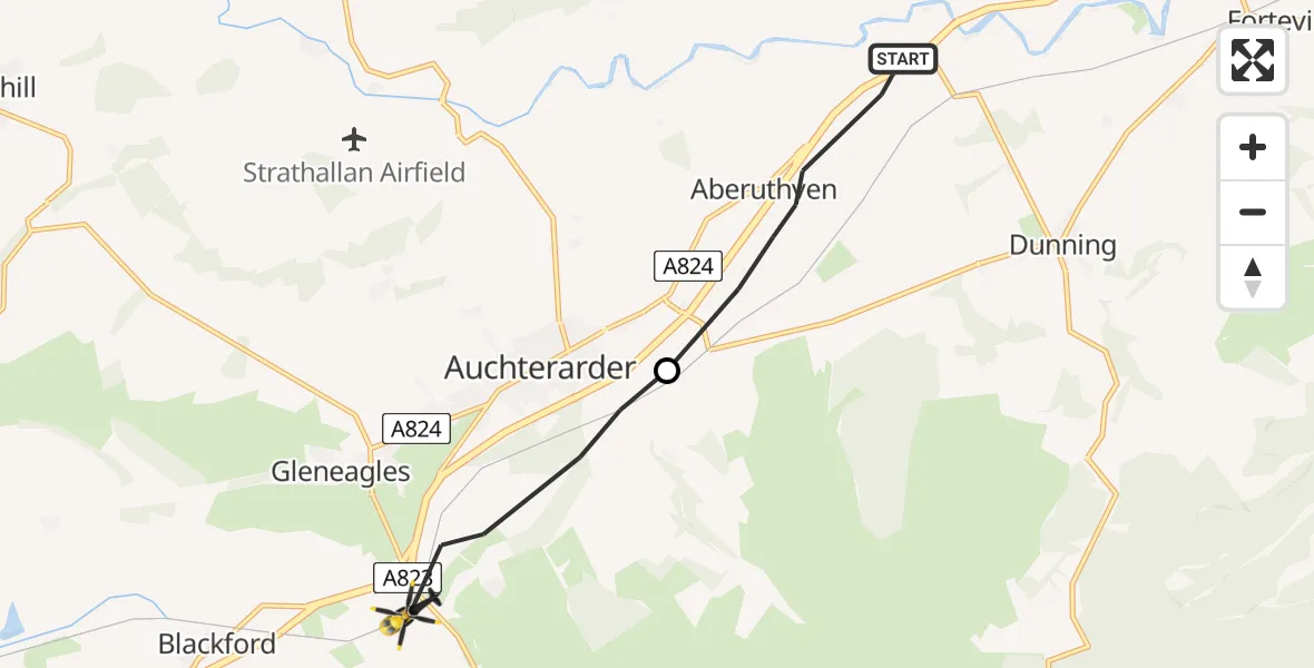 Flight route Police Helicopter Aberuthven - Perth and Kinross, 22 July 2026, 08:30