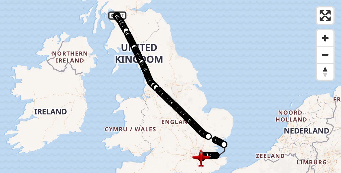 Flight route Air Ambulance Aircraft Glasgow Airport - London Biggin Hill Airport, 22 July 2026, 09:35