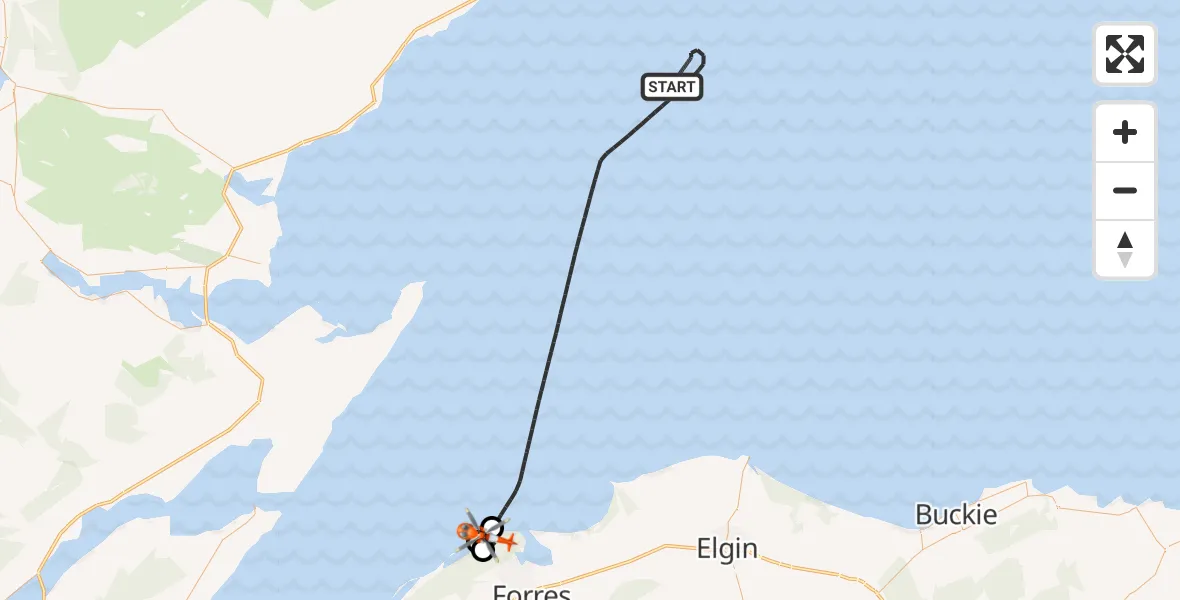Flight route Coastguard Helicopter North Sea - Buckie Loch, 22 July 2026, 09:54
