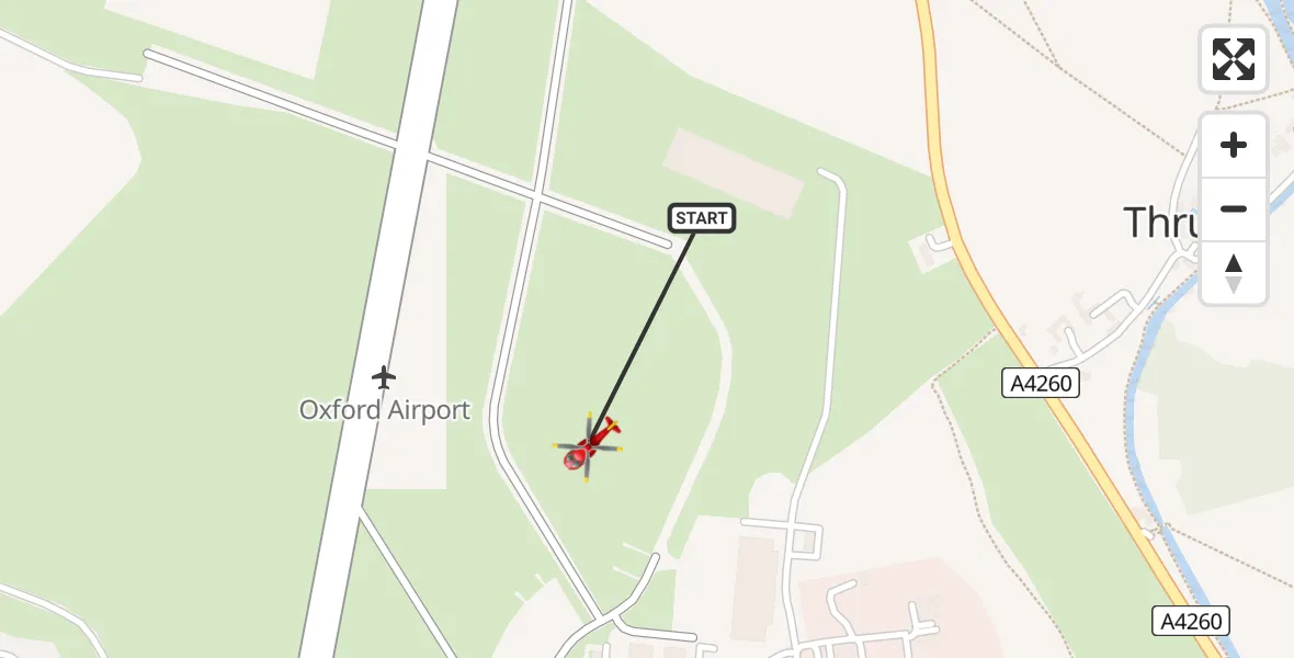 Flight route Air Ambulance Helicopter London Oxford Airport - London Oxford Airport, 22 July 2026, 10:28