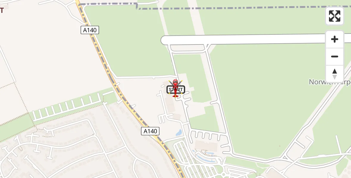 Flight route Air Ambulance Helicopter Norwich Airport - Norwich Airport, 22 July 2026, 11:19