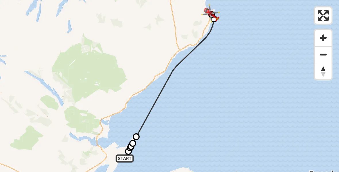 Flight route Air Ambulance Helicopter North Sea - Wick John O'Groats Airport, 22 July 2026, 11:48
