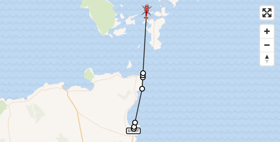 Flight route Air Ambulance Helicopter Wick John O'Groats Airport - North Atlantic Ocean, 22 July 2026, 12:22
