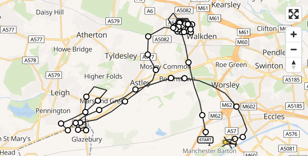 Flight route Police Helicopter Manchester Barton Aerodrome - Irlam, 22 July 2026, 13:06