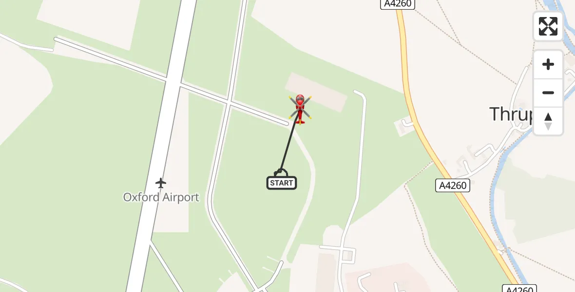 Flight route Air Ambulance Helicopter London Oxford Airport - London Oxford Airport, 22 July 2026, 13:32