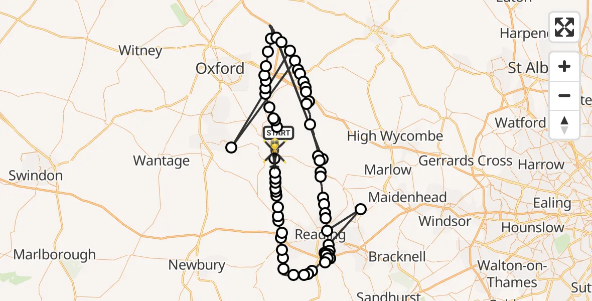 Flight route Police Helicopter Ewelme - Crowmarsh Gifford, 22 July 2026, 13:36